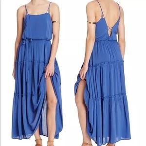 Free People Valerie Maxi Dress Tiered Blue